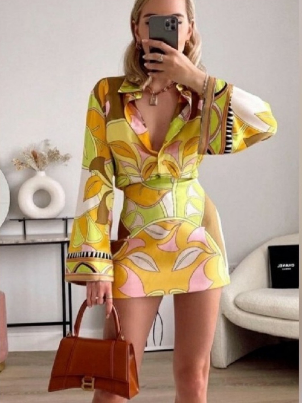 Zara Set Printed Shirt and Skirt